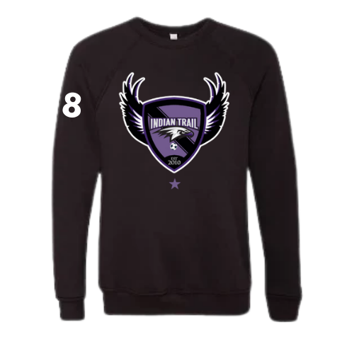 Indian Trail Soccer Player Black Midweight Crewneck Sweatshirt