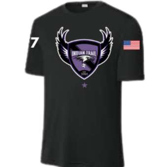 Indian Trail Soccer Player Black Short Sleeve Loose Drifit