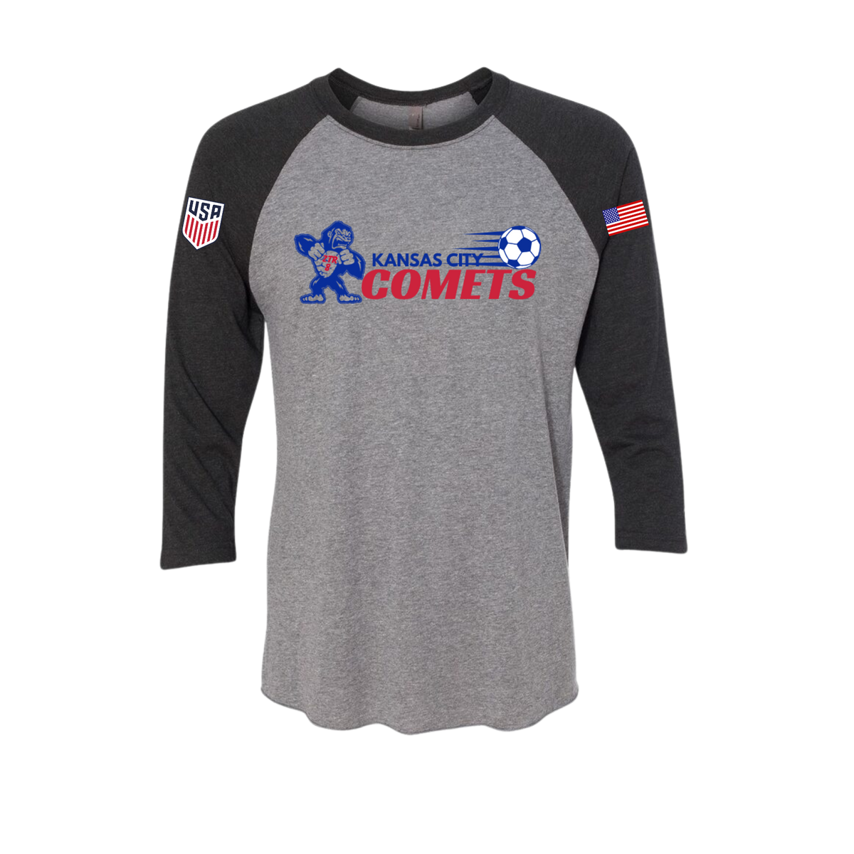 COMETS ZTR8 Gorilla Tri-Blend Unisex Raglan 3/4 Jersey T