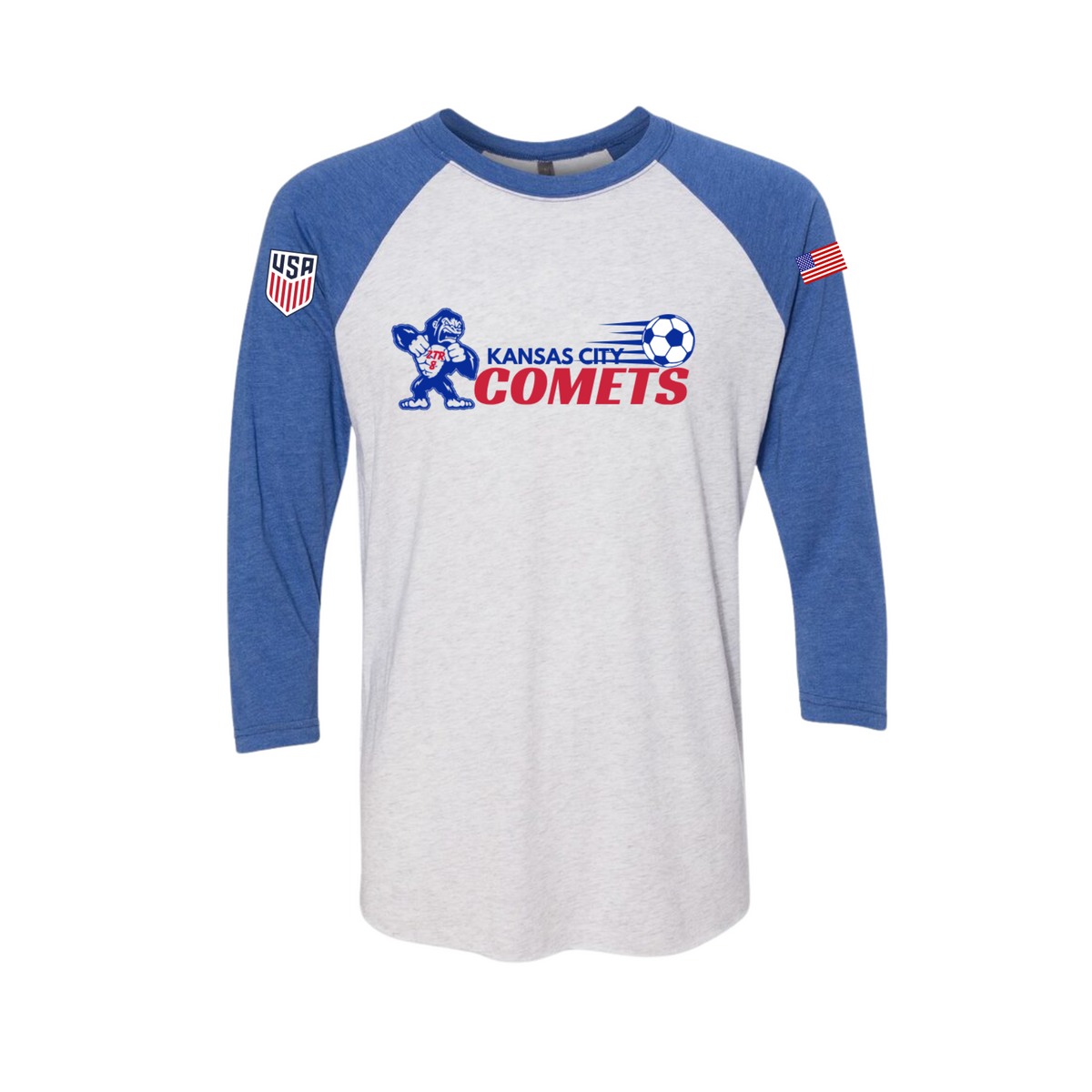 COMETS ZTR8 Gorilla Tri-Blend Unisex Raglan 3/4 Jersey T
