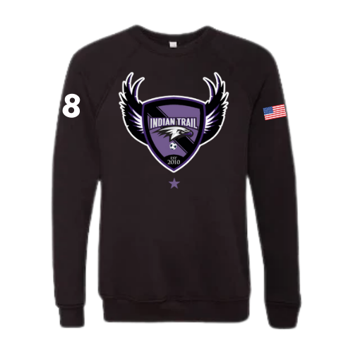 Indian Trail Soccer Player Black Midweight Crewneck Sweatshirt